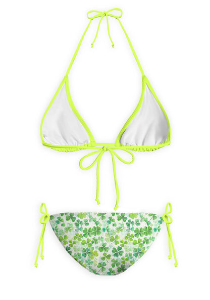 Green Shamrock Y2K Print Bikini Set Cherrykitten