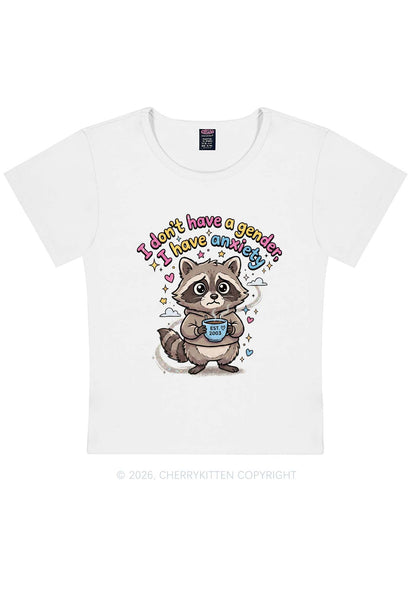 Raccoon I dont Have A Gender Pride Y2K Baby Tee Cherrykitten