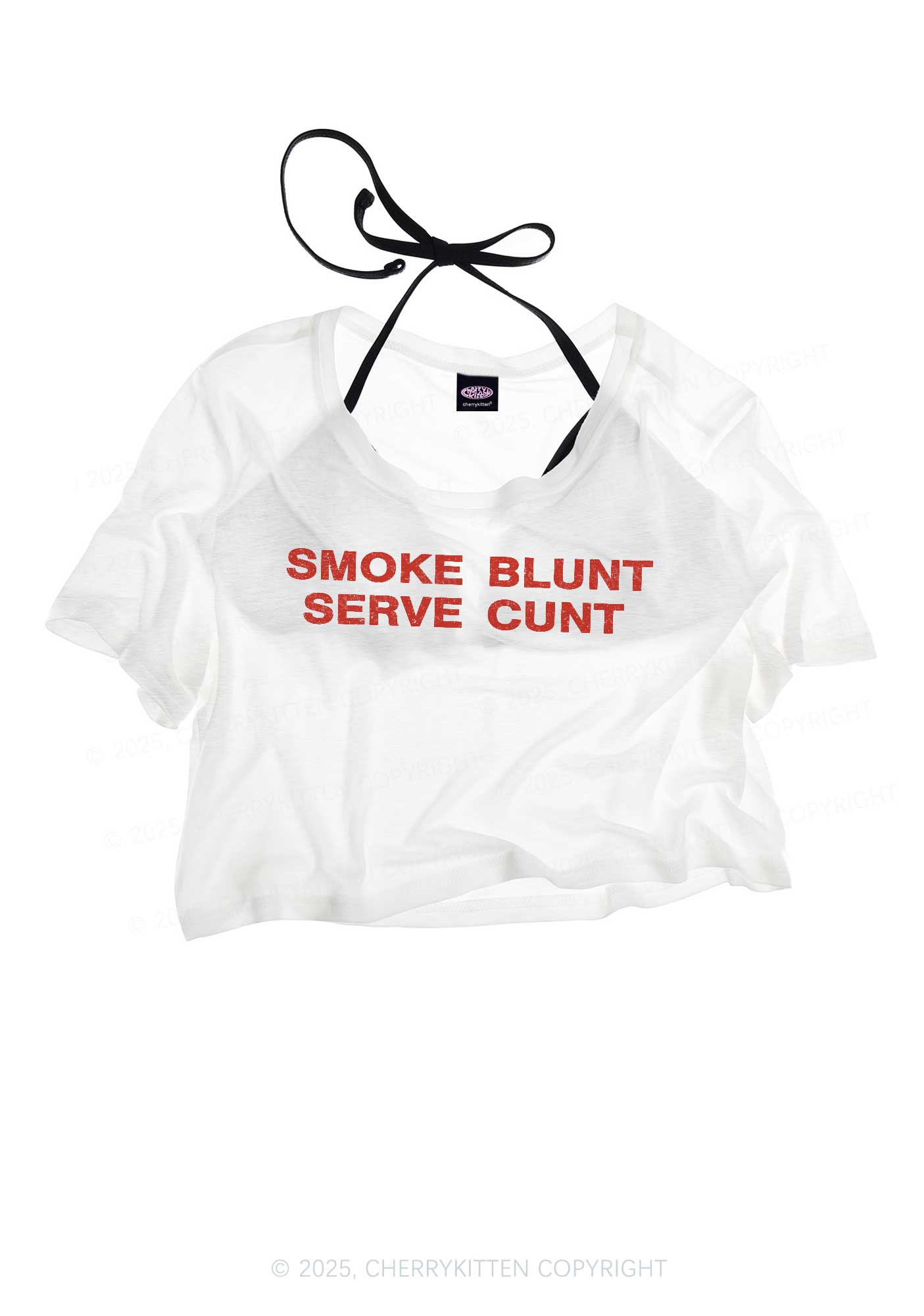 Smoke Blunt Y2K Sheer Crop Tee Cherrykitten