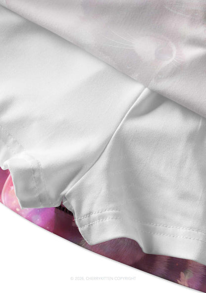Rainbow Raccoon Pride Y2K Print Mini Skirt Cherrykitten