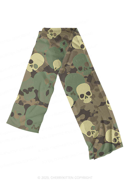 Halloween Camouflage Skull Y2K Mesh Slip Dress Cherrykitten