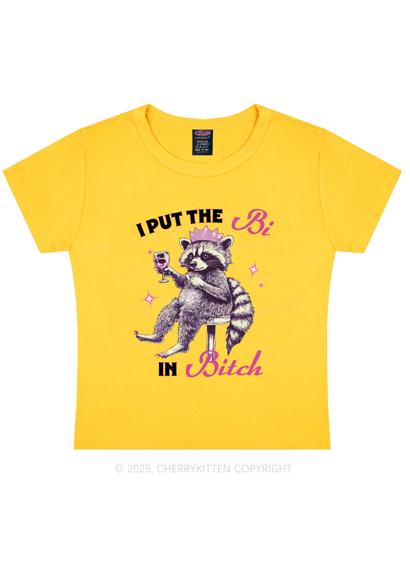 Bi Bxxch Raccoon Pride Y2K Baby Tee Cherrykitten