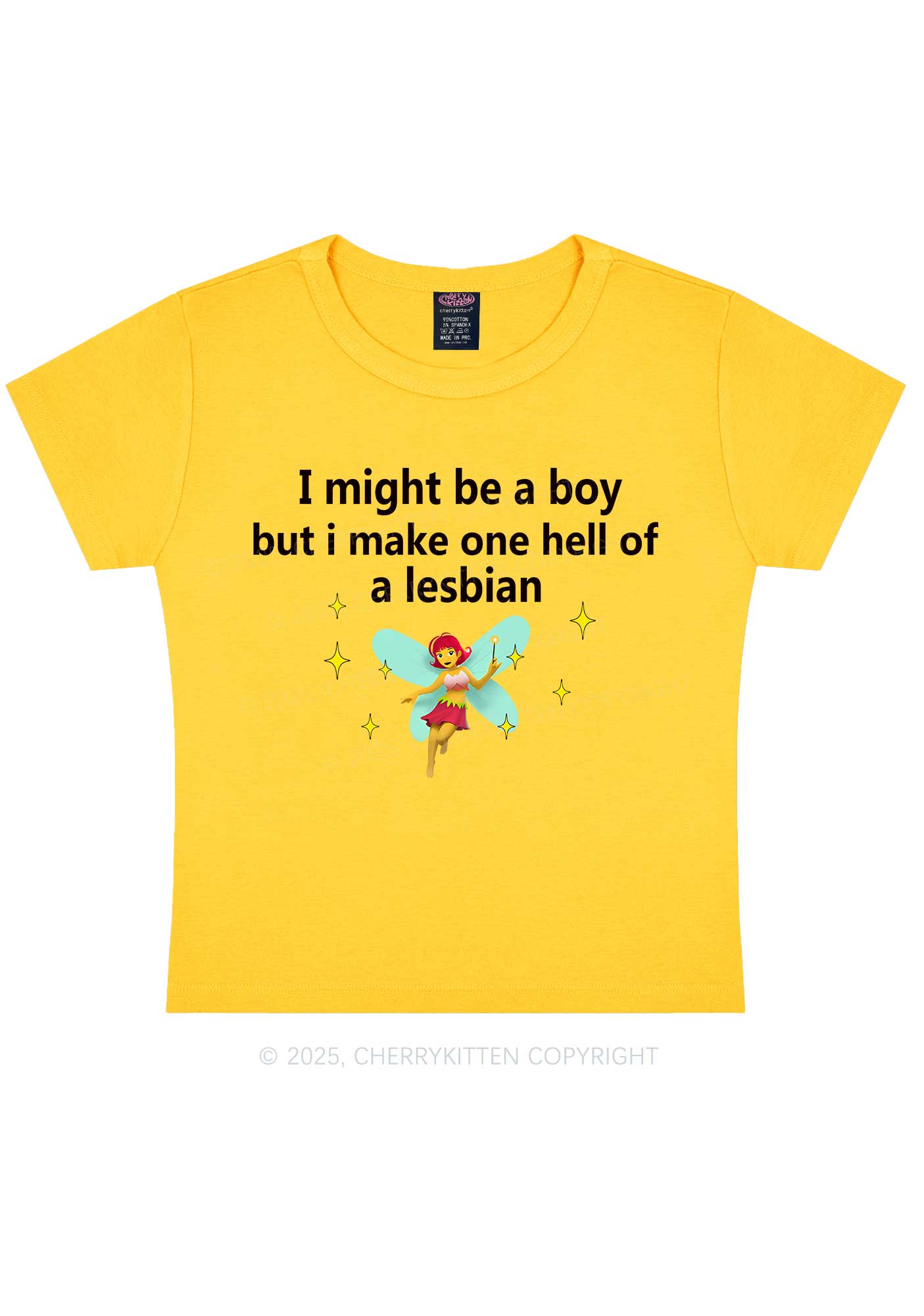 Make Hell Of Lesbian Y2K Baby Tee Cherrykitten