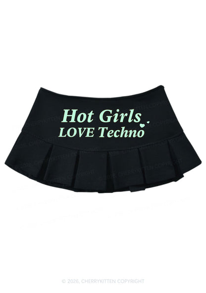 Hot Girls Love Techno Y2K Mini Pleated Skirts Cherrykitten