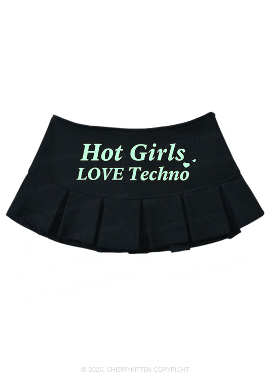 Hot Girls Love Techno Y2K Mini Pleated Skirts Cherrykitten