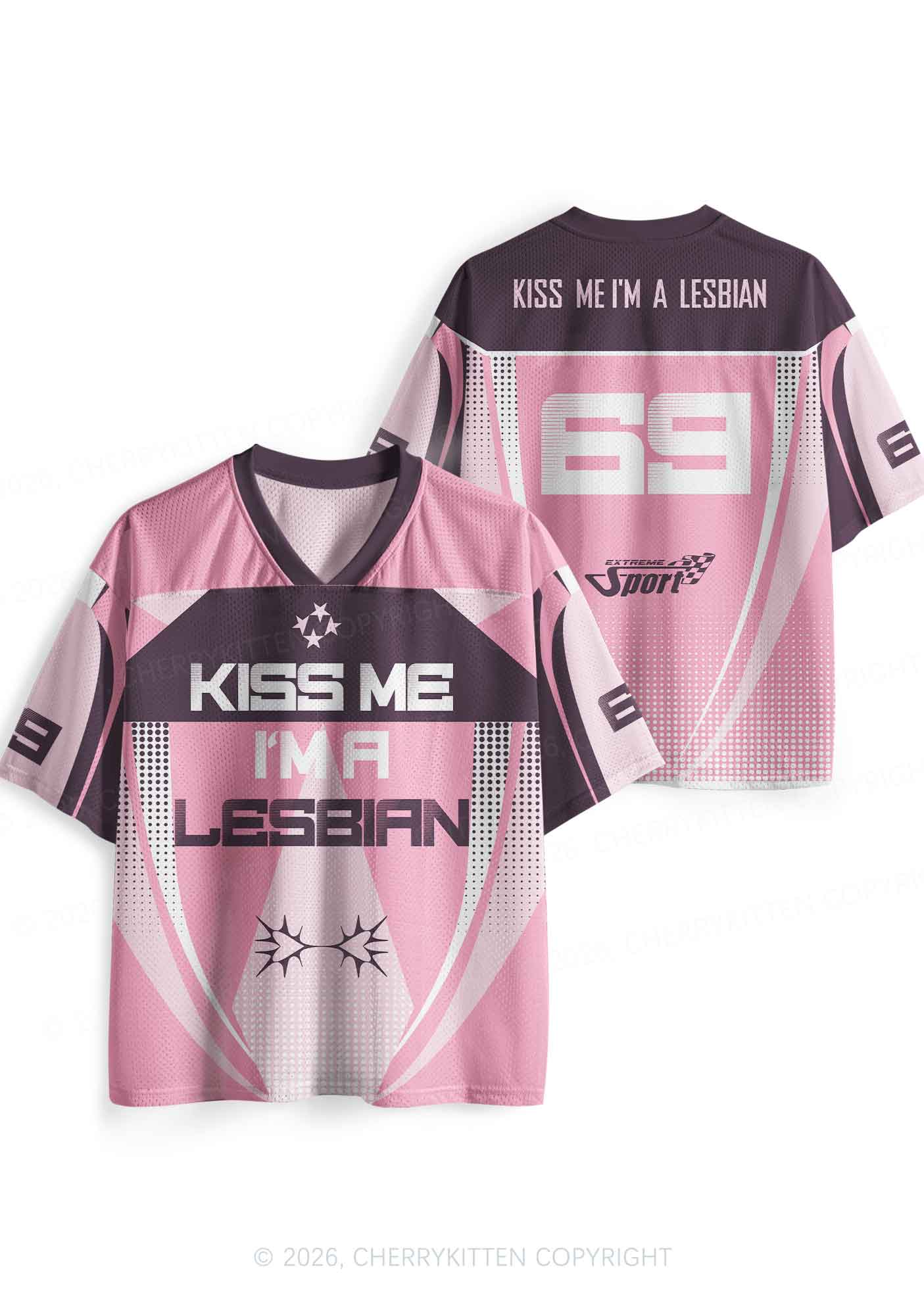Kiss Me Im Lesbian Pride Y2K Sport Jersey Shirts Cherrykitten