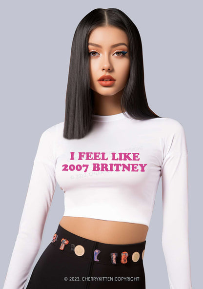 I Feel Like 2007 Britney Long Sleeve Crop Top Cherrykitten