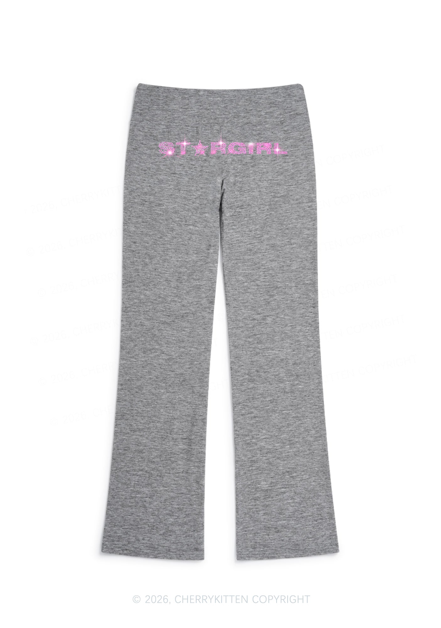 Rhinestone Stargirl Y2K Low Rise Drawstring Flare Pants Cherrykitten