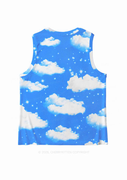 Blue Sky Alpha Male Unicorn Y2K Mesh Muscle Tank Cherrykitten