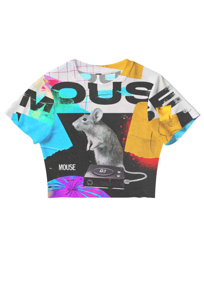 Neon DJ Mouse Y2K Mesh Crop Top Cherrykitten