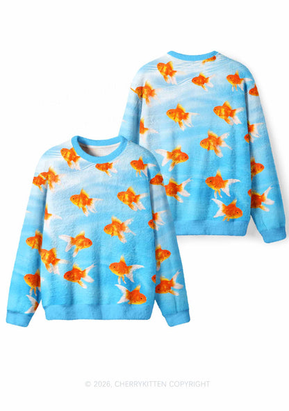 Goldfish Y2K Knit Sweatshirt Cherrykitten