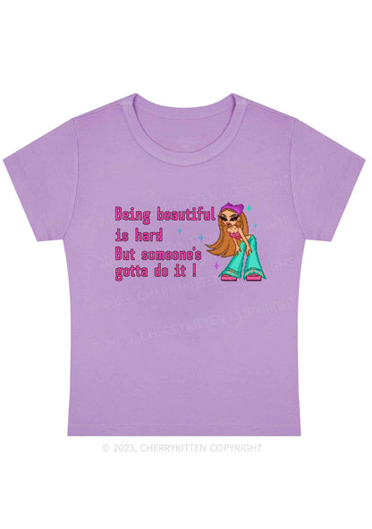 Curvy Being Beautiful Is Hard Y2K Baby Tee Cherrykitten
