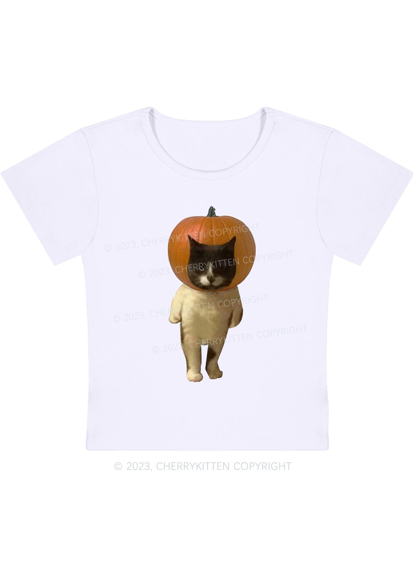 Pumpkin Head Cat Halloween Baby Tee Cherrykitten