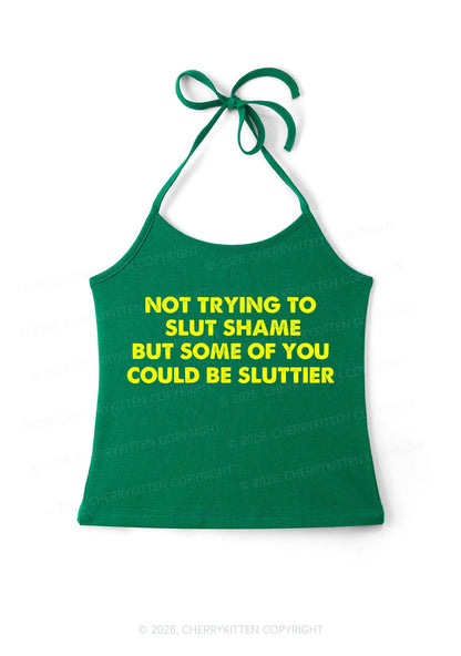 Not Trying To Slxt Shame Y2K Halter Neck Cami Cherrykitten