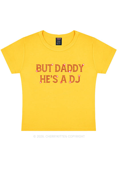 Rhinestone But Daddy Hes A Dj Y2K Baby Tee Cherrykitten