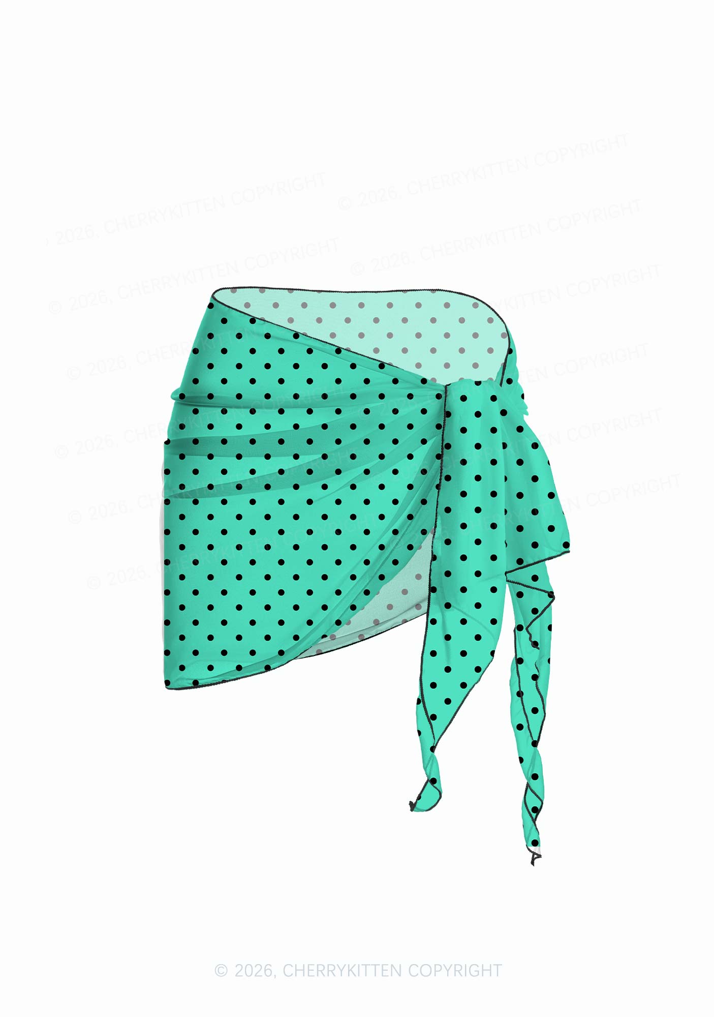 Black Dots On Aqua Green Y2K Print Bikini Set Cherrykitten