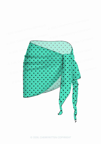 Black Dots On Aqua Green Y2K Print Bikini Set Cherrykitten