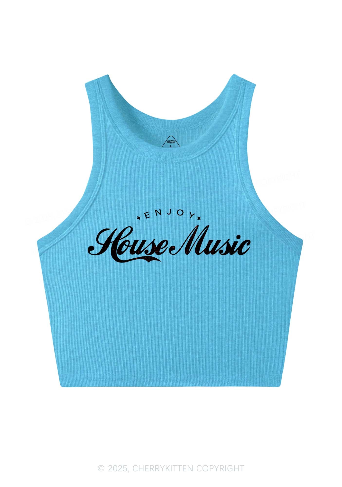 Enjoy House Music Y2K Crop Tank Top Cherrykitten