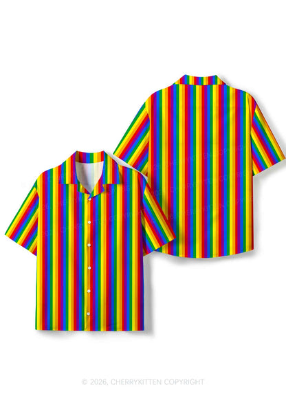 Rainbow Flag Pride Y2K Print Hawaiian Shirt Cherrykitten