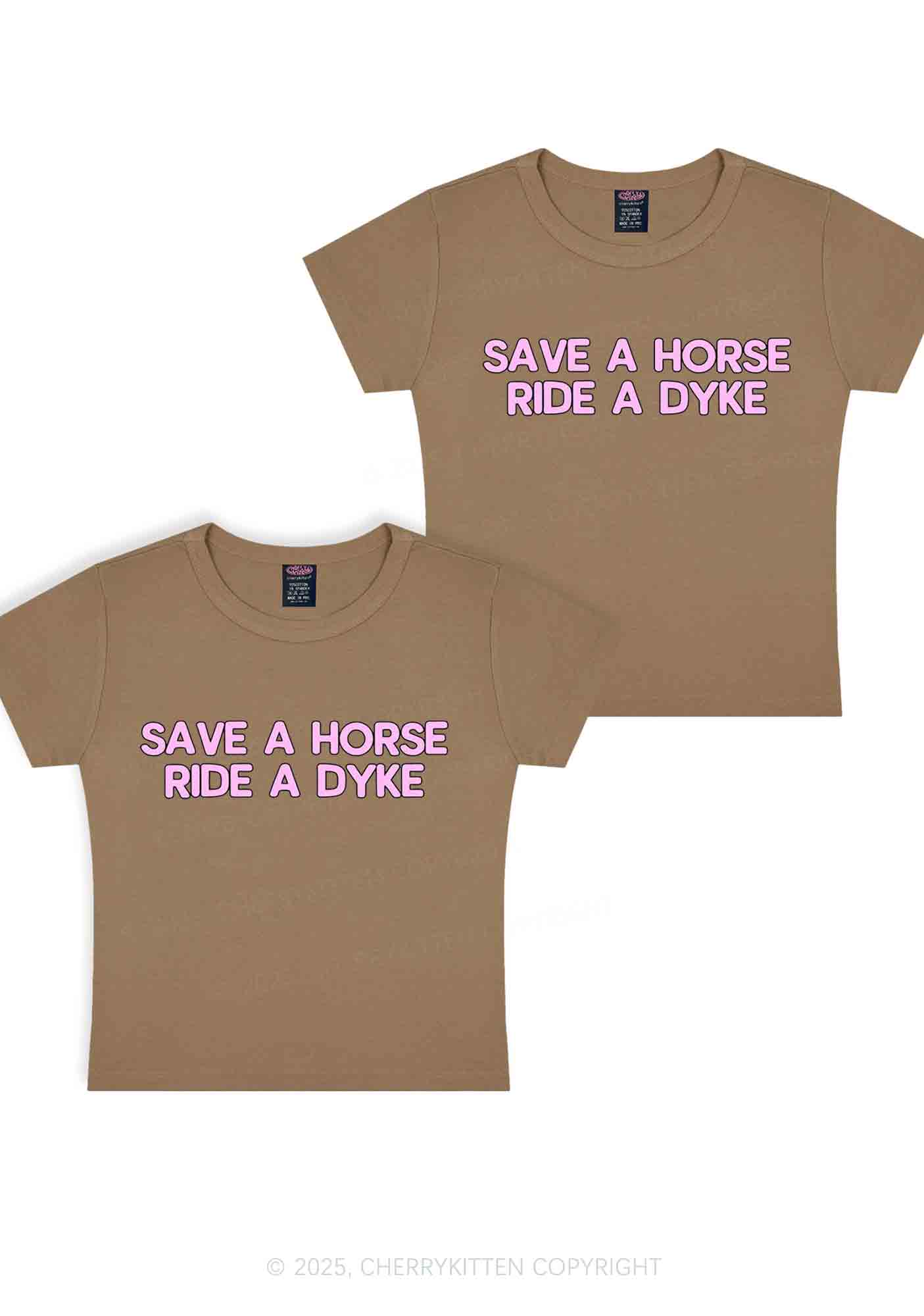 Save Horse Ride Dyke Y2K Valentine's Day Baby Tee Cherrykitten