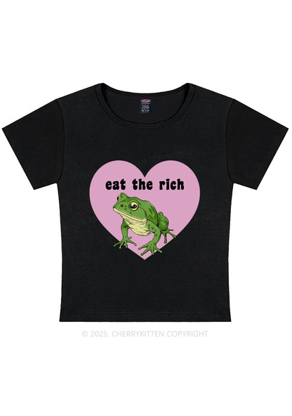 Curvy Eat The Rich Frog Y2K Baby Tee Cherrykitten