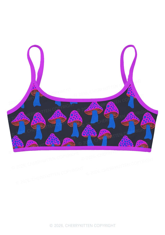 Blue Mushroom Y2K Print Super Crop Cami Cherrykitten