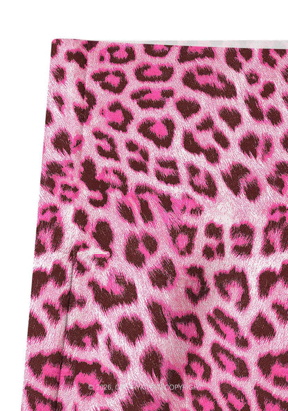 Pink Leopard Y2K Print Yoga Shorts Cherrykitten