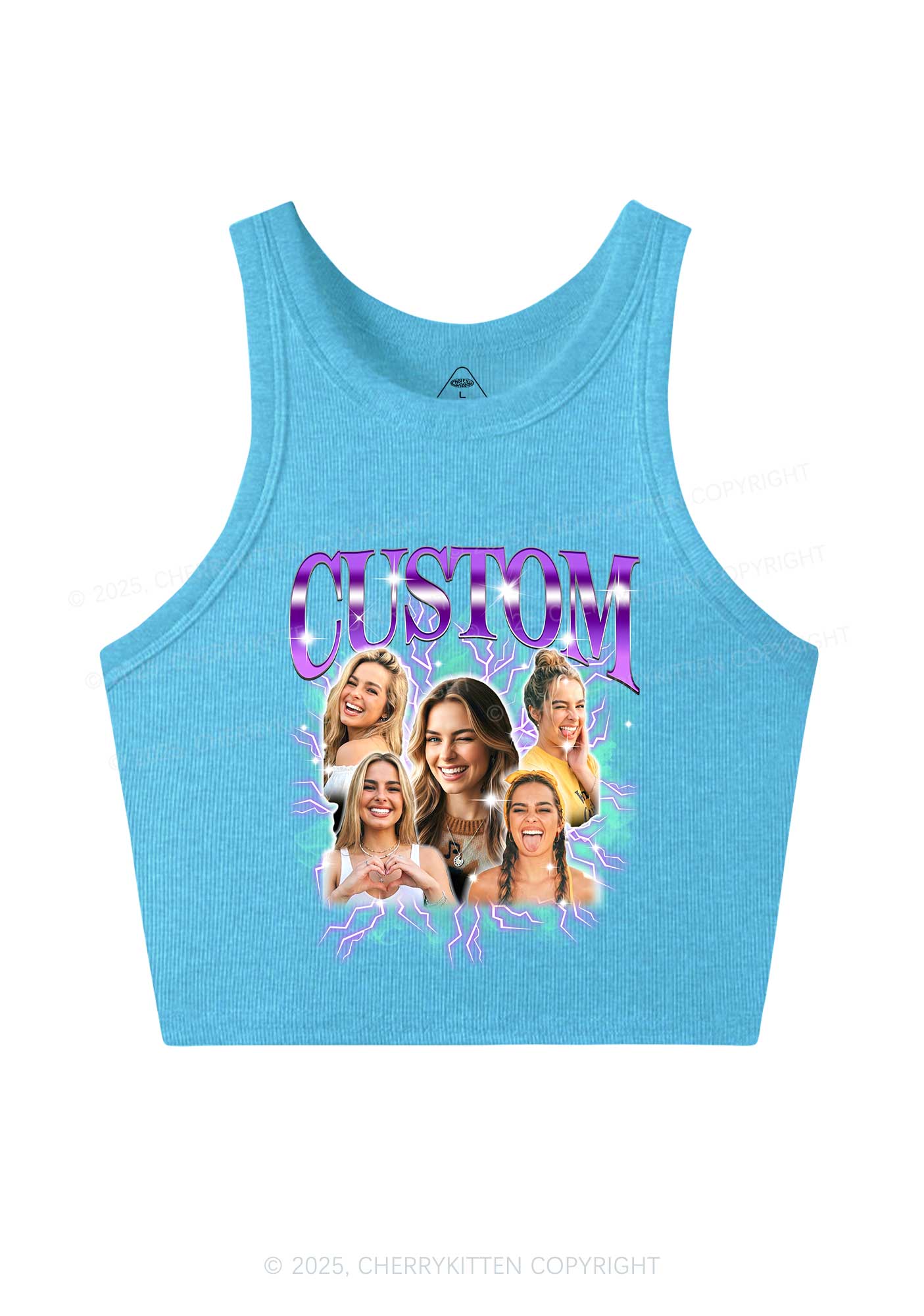 Custom Collage Portrait Y2K Crop Tank Top Cherrykitten