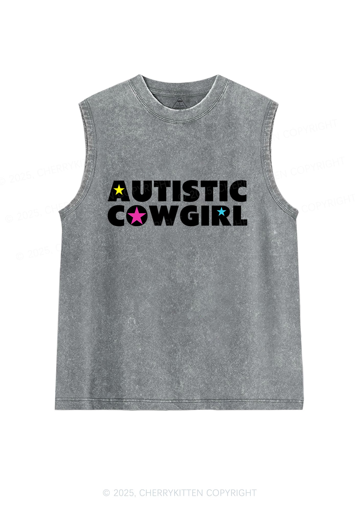 Autistic Cowgirl Y2K Washed Muscle Tank Cherrykitten