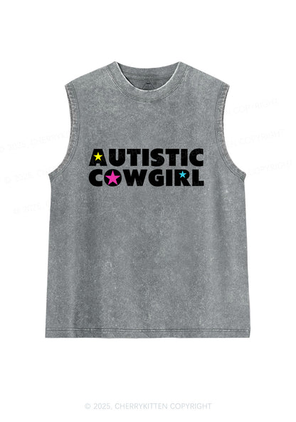 Autistic Cowgirl Y2K Washed Muscle Tank Cherrykitten