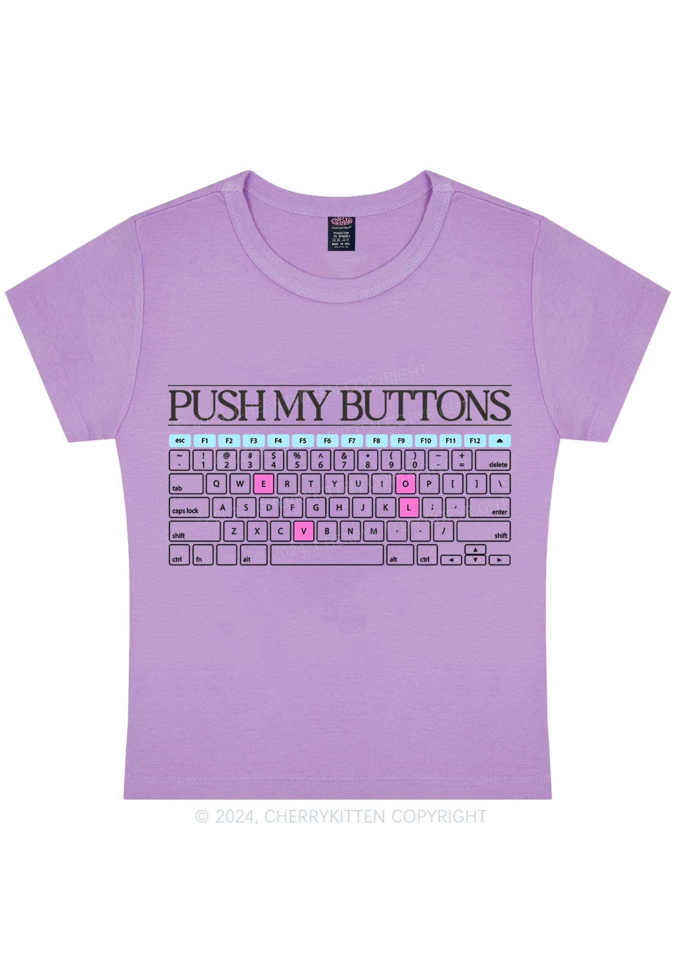 Curvy Push My Buttons Y2K Baby Tee Cherrykitten