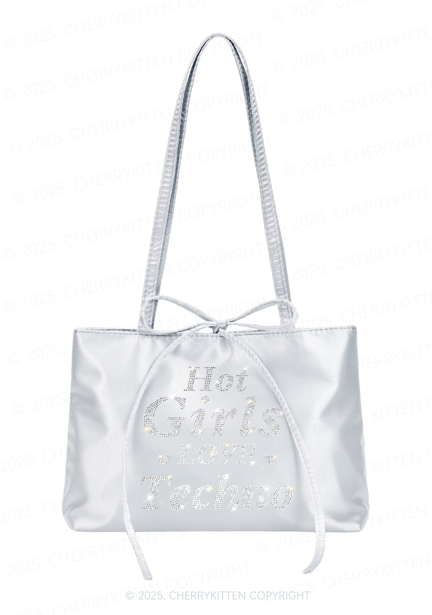 Rhinestone Hot Girls Love Techno Y2K Satin Bags Cherrykitten