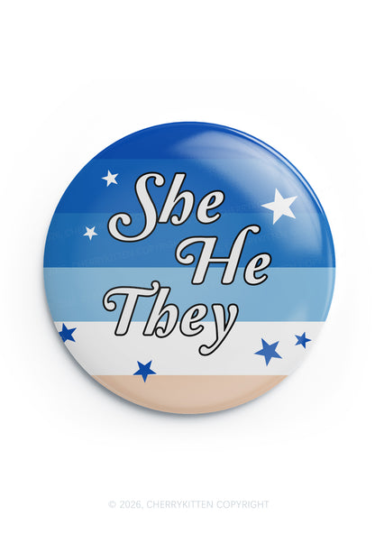 She He They Pride 1Pc Y2K Pin Badge Cherrykitten