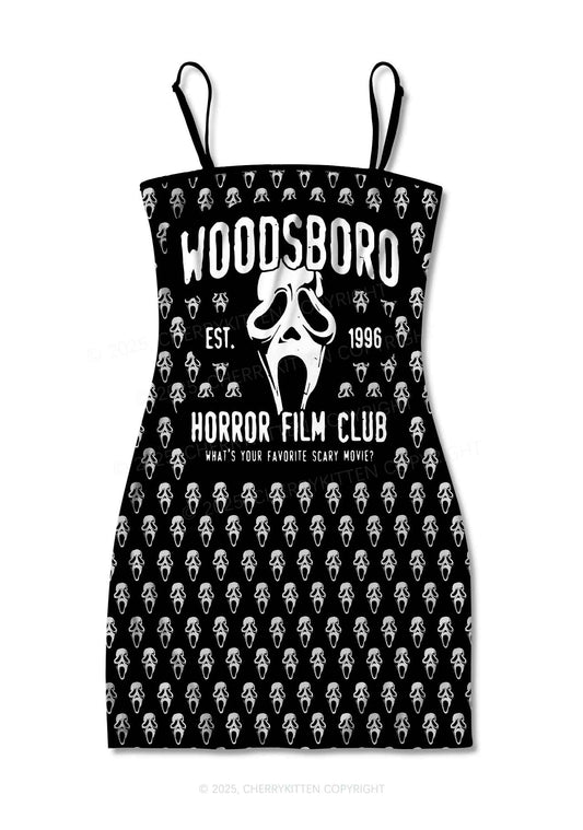 Halloween Horror Film Club Y2K Print Slip Dress Cherrykitten