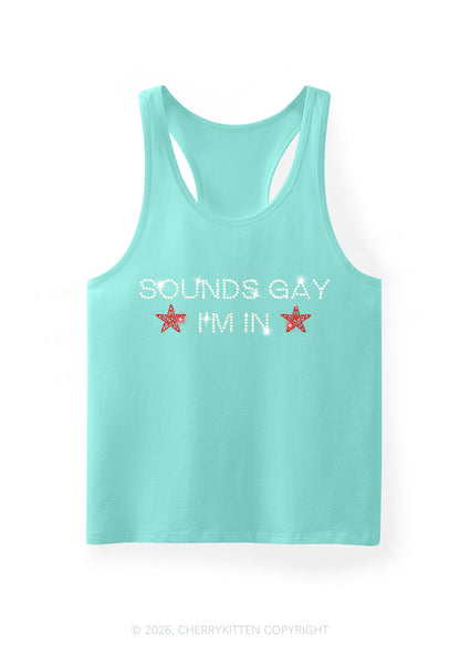 Rhinestone Sounds Gay Pride Y2K Men Racerback Tank Top Cherrykitten