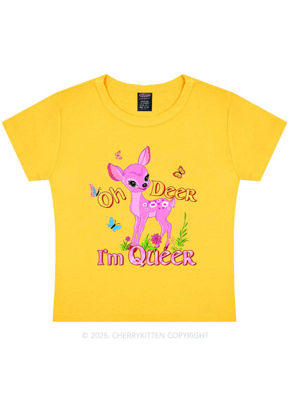 Oh Deer Im Queer Pride Y2K Baby Tee Cherrykitten