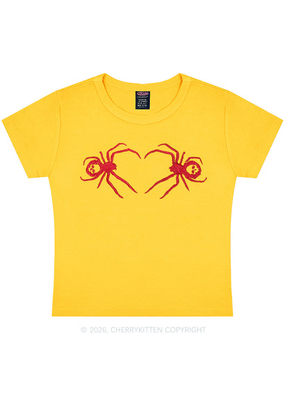 Embroidered Skull Spider Y2K Baby Tee Cherrykitten
