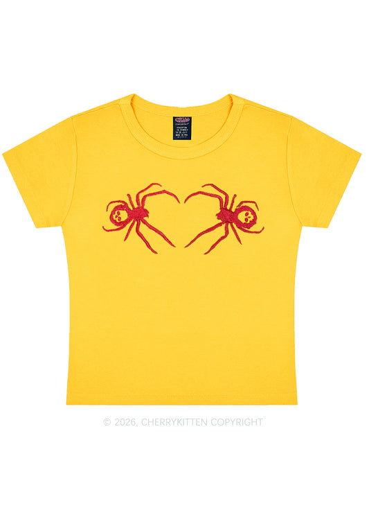 Embroidered Skull Spider Y2K Baby Tee Cherrykitten