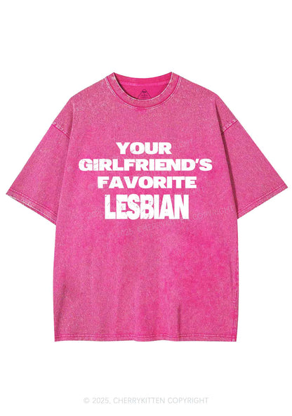 Your GF Favorite Lesbian Pride Y2K Shirts Washed Tee Cherrykitten