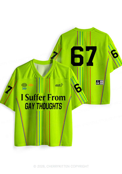 Green I Suffer From Gay Thoughts Pride Y2K Sport Jersey Shirts Cherrykitten