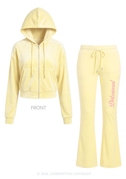 Rhinestone Delusional Y2K Velvet Tracksuit Set Cherrykitten
