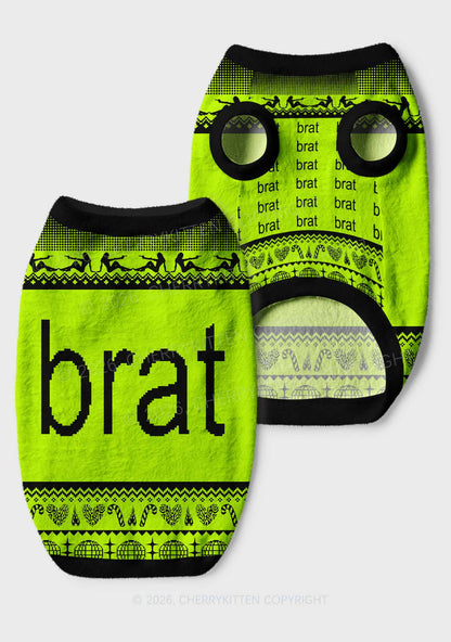 Green Brat Y2K Pet Knit Sweatshirt Cherrykitten