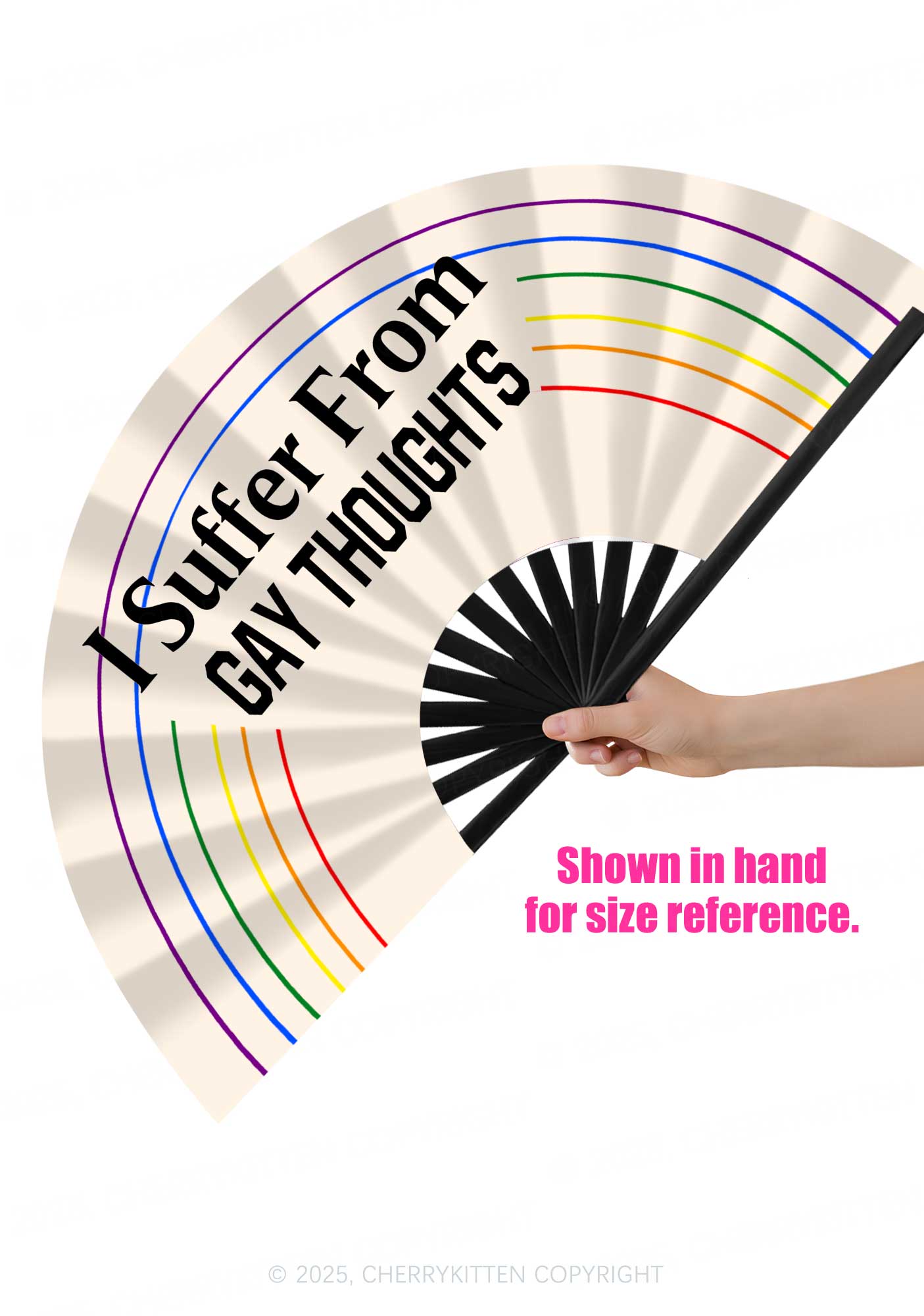 I Suffer From Gay Thoughts Pride Y2K Rave Hand Fan Cherrykitten