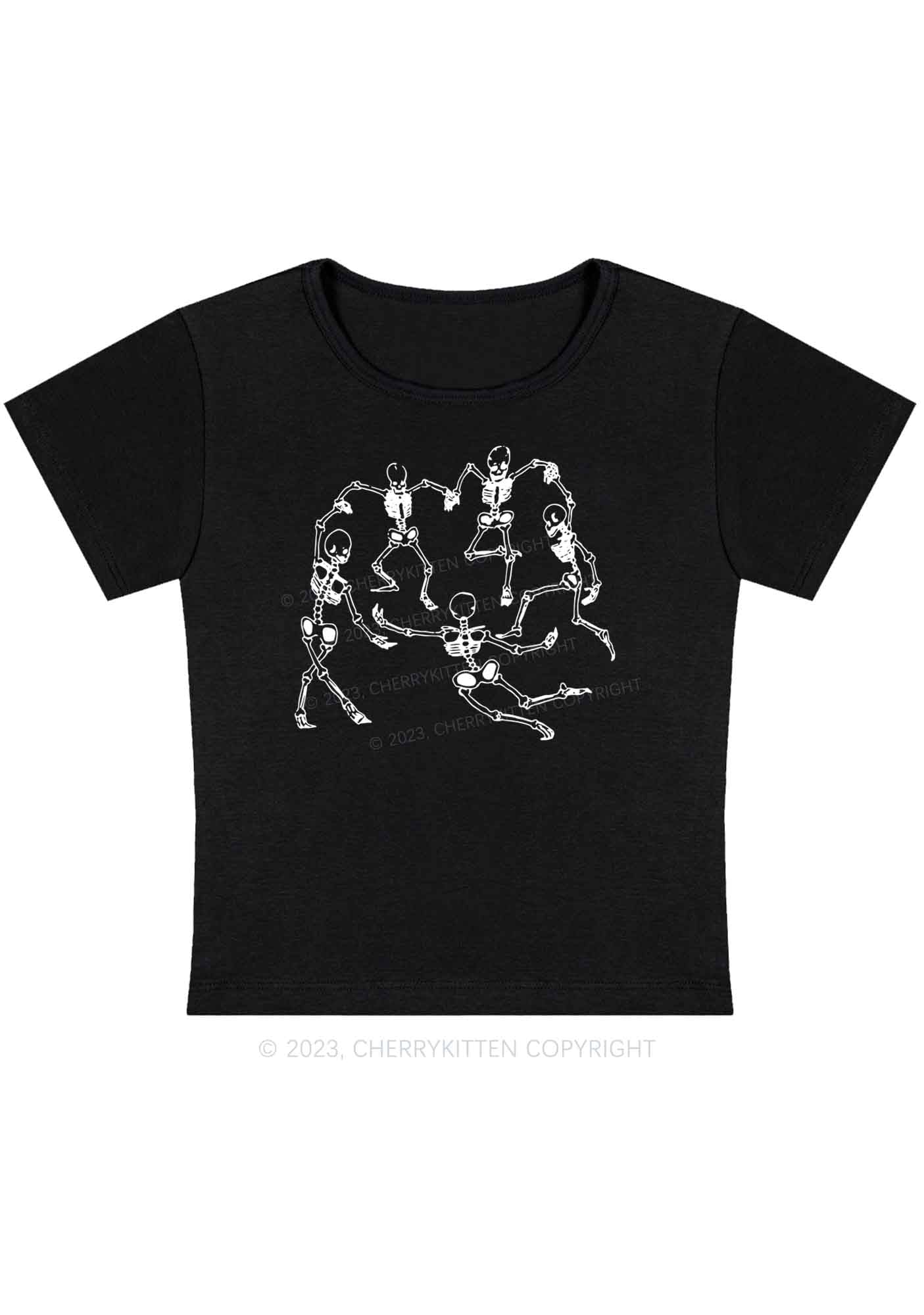 Dancing Skeletons Halloween Baby Tee Cherrykitten