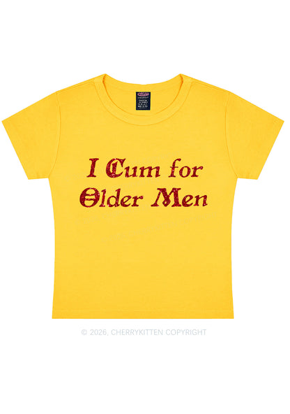 Glitter Come For Older Men Y2K Baby Tee Cherrykitten