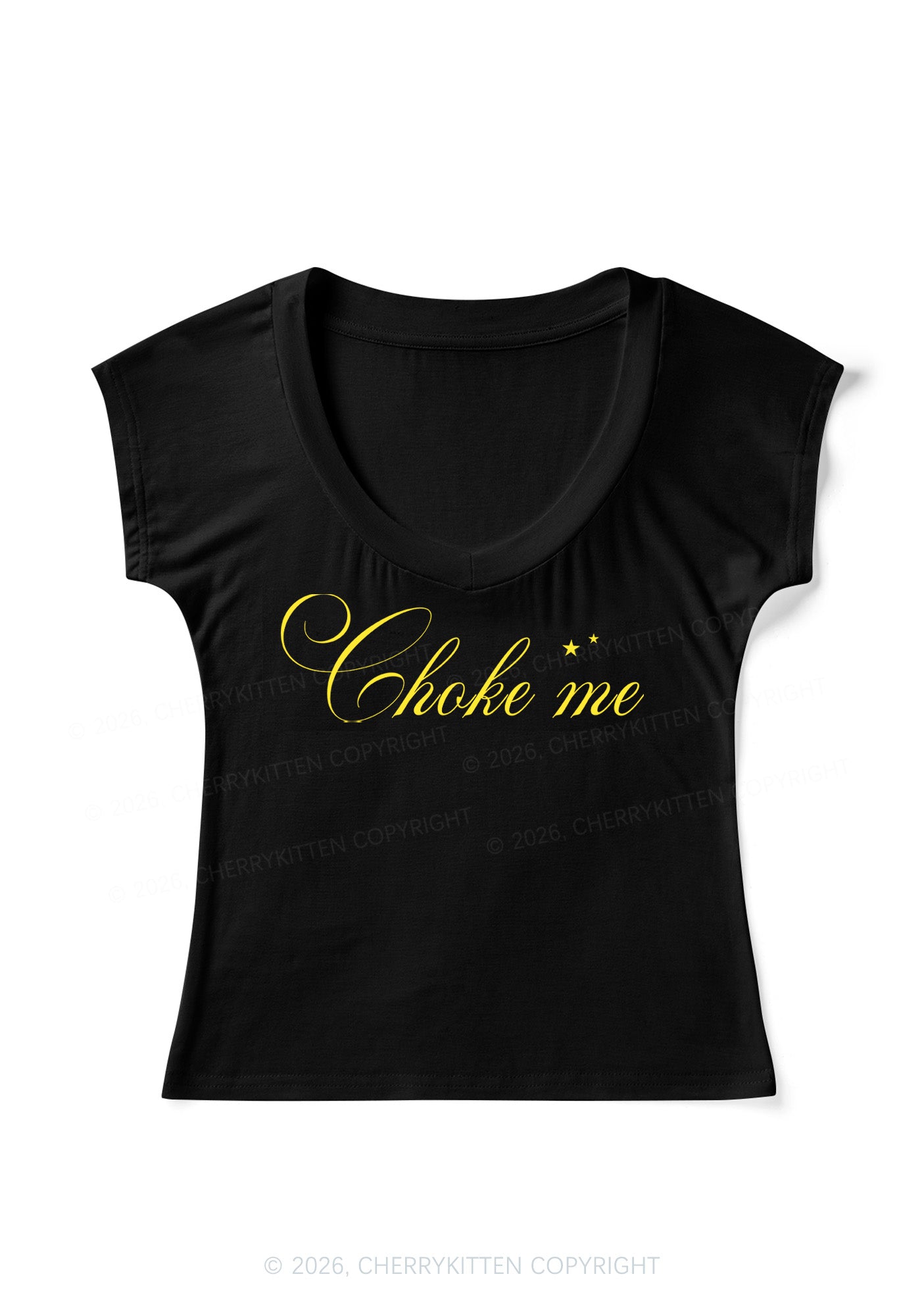 Choke Me Y2K V Neck T Shirts Cherrykitten