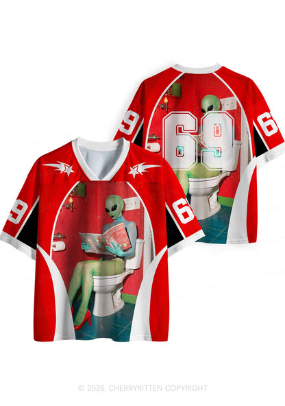 Halloween Alien On Toilet Y2K Sport Jersey Shirts Cherrykitten