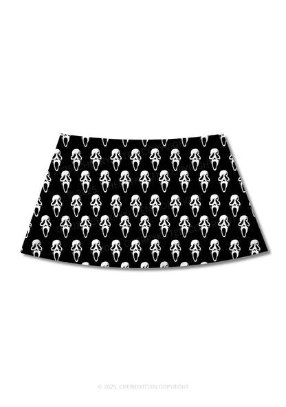 Halloween Spooky Ghost Y2K Print Mini Skirt Cherrykitten