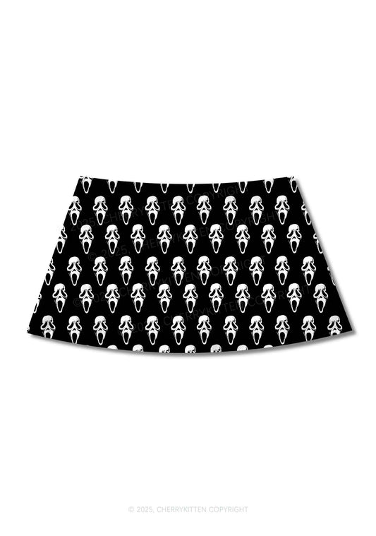 Halloween Spooky Ghost Y2K Print Mini Skirt Cherrykitten