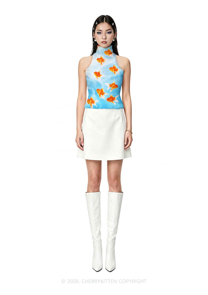 Goldfish Y2K Knit Turtleneck Tank Top Cherrykitten